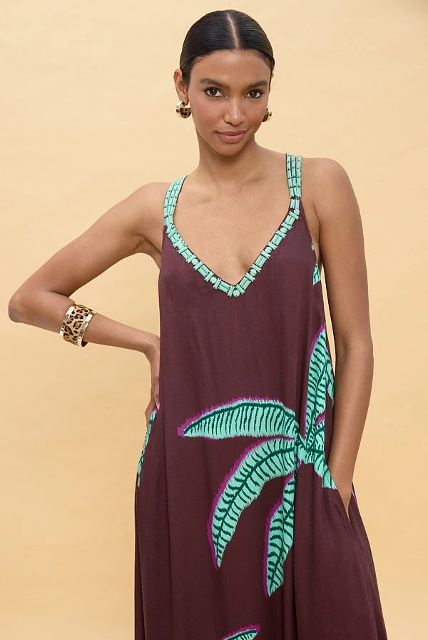 Vestido LOLA CASADEMUNT largo tirantes palmeras