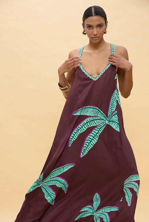 Vestido LOLA CASADEMUNT largo tirantes palmeras