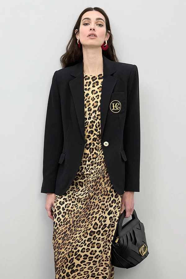 Vestido Midi Ajustado con Estampado Animal y Drapeado