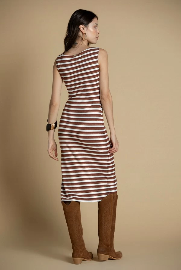 Vestido Midi Asimétrico de Rayas – Sahoco