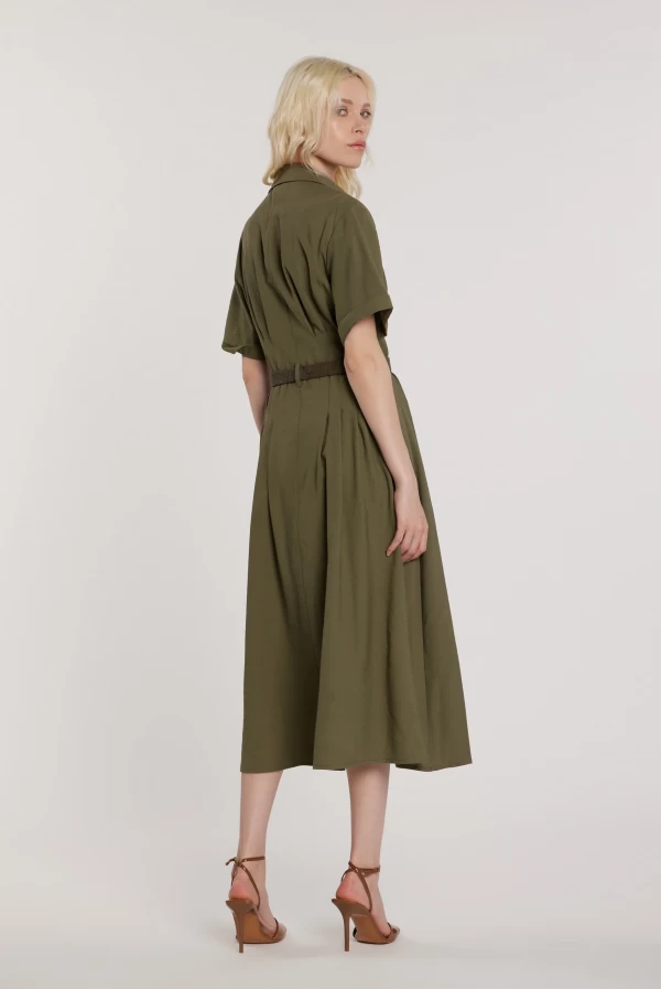 Vestido Midi CORINNES con Cinturón y Cremallera Frontal