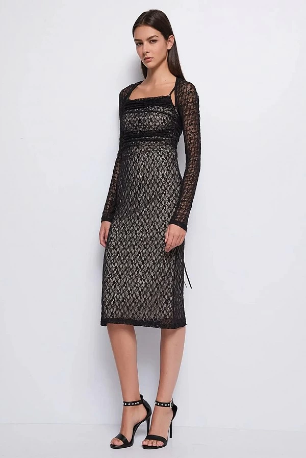 Vestido Midi de Encaje Elástico denny rose