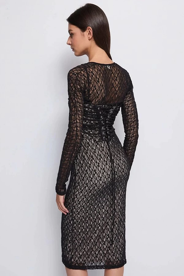 Vestido Midi de Encaje Elástico denny rose