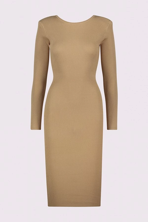 Vestido Midi de Punto con Espalda Abierta y Cadena – Denny Rose