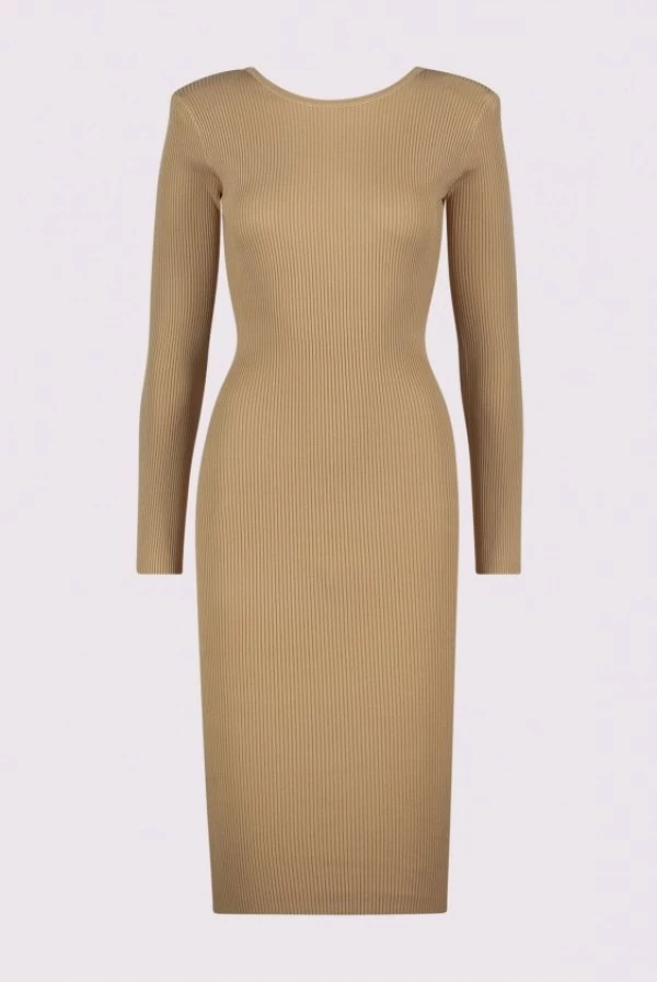 Vestido Midi de Punto con Espalda Abierta y Cadena – Denny Rose