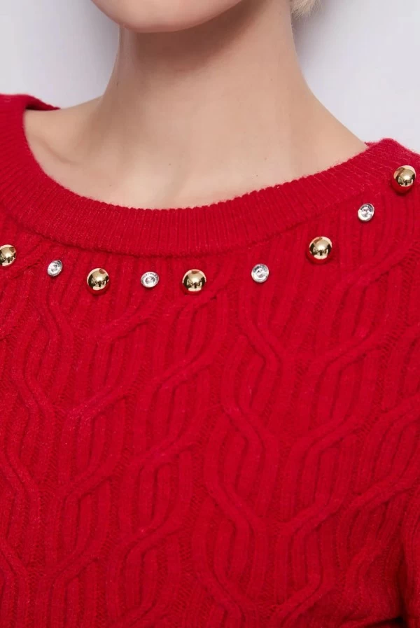 vestido midi de punto lana rojo denny rose