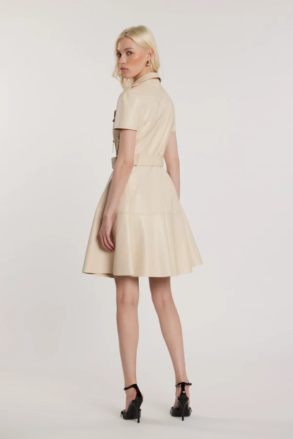 Vestido Midi Mujer Efecto Cuero con Cremallera y Cinturón Vestido Midi Mujer Efecto Cuero con Cremallera y Cinturón