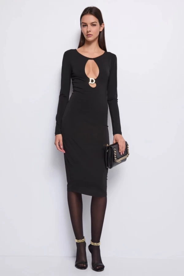 vestido midi negro denny rose