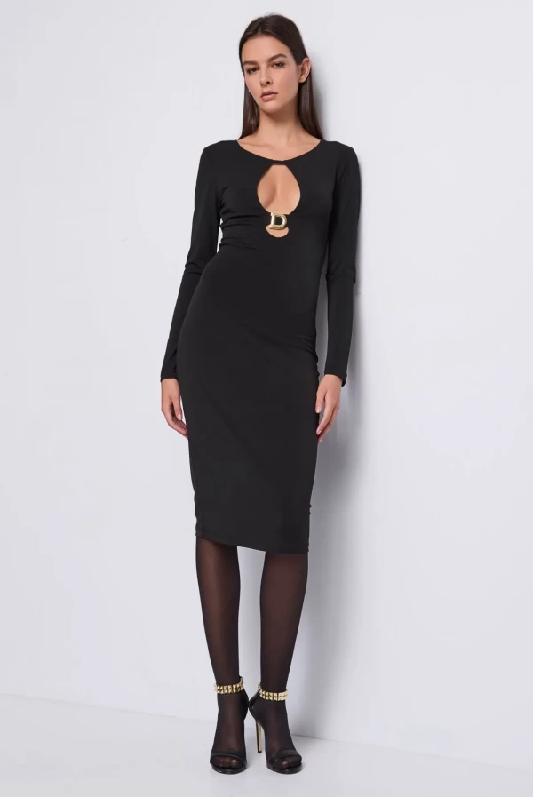 vestido midi negro denny rose
