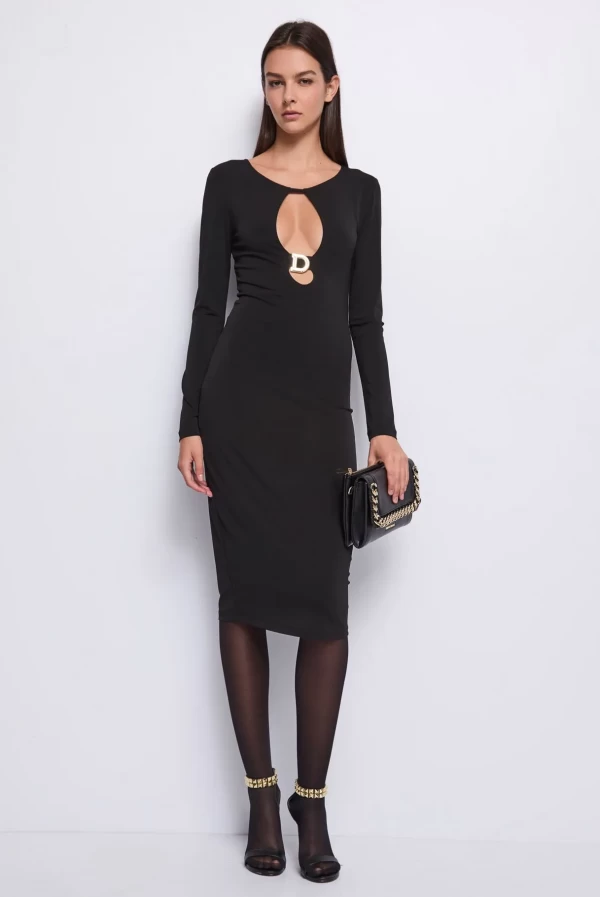 vestido midi negro denny rose