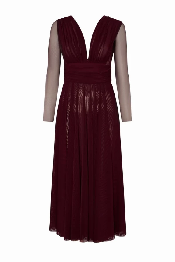 vestido midi tull burdeos masavi