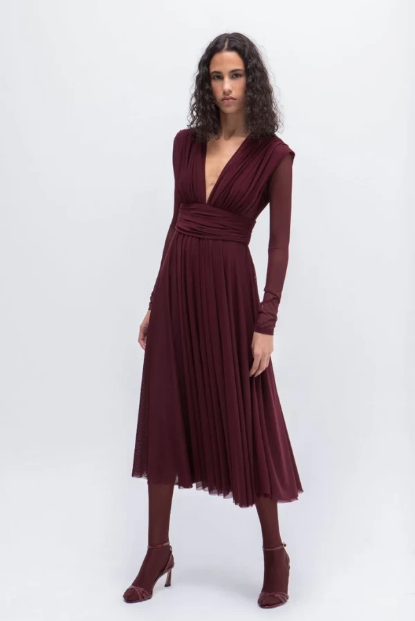 vestido midi tull burdeos masavi
