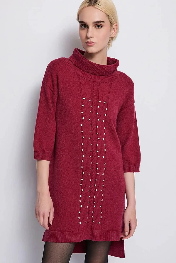 vestido mini punto de lana rojo denny rose