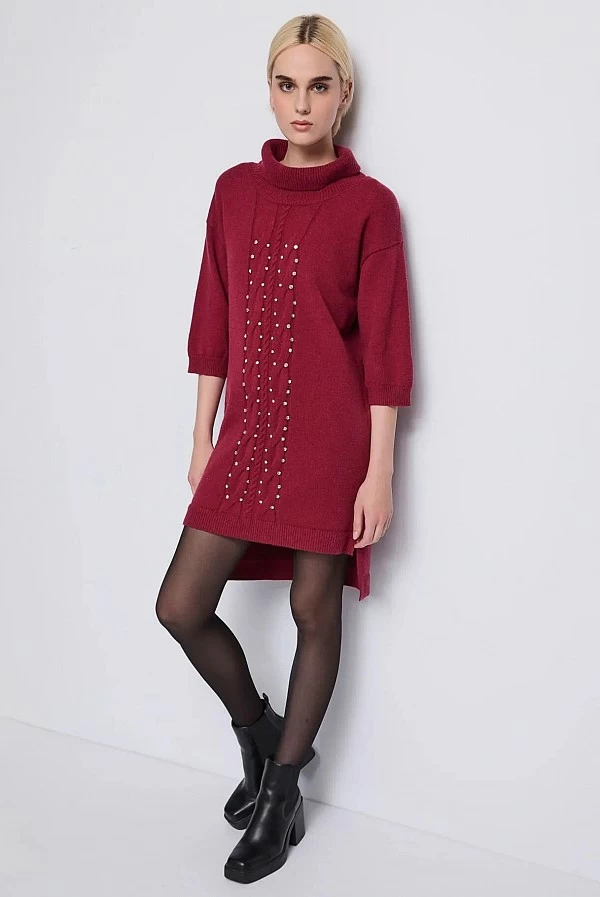 vestido mini punto de lana rojo denny rose