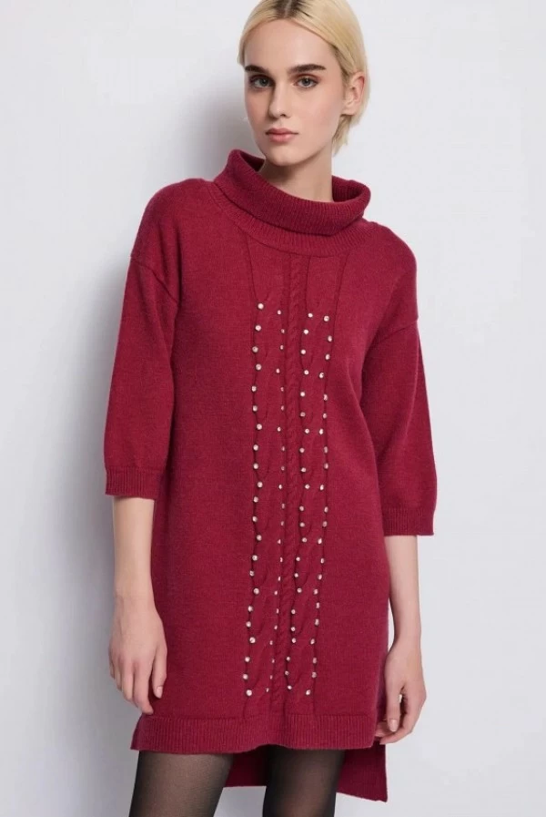 vestido mini punto de lana rojo denny rose