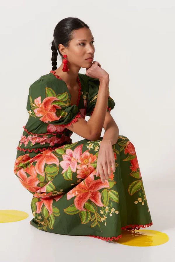 Vestido NARELLA verde estampado