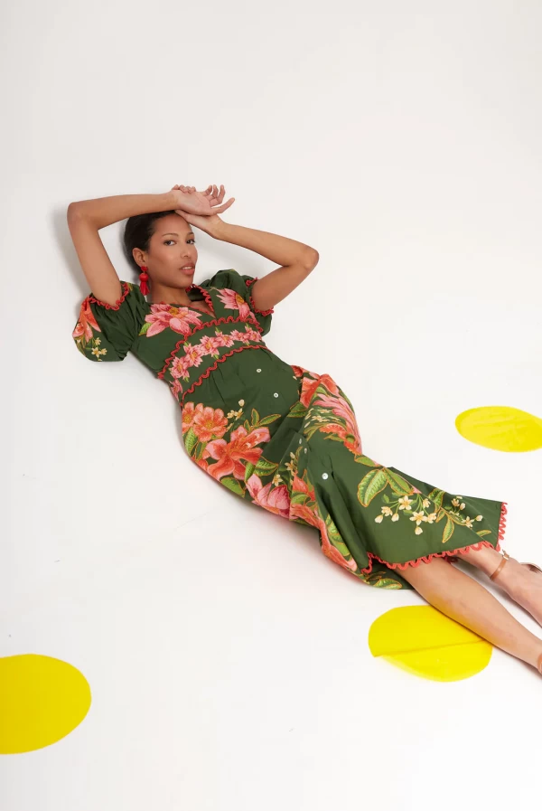 Vestido NARELLA verde estampado