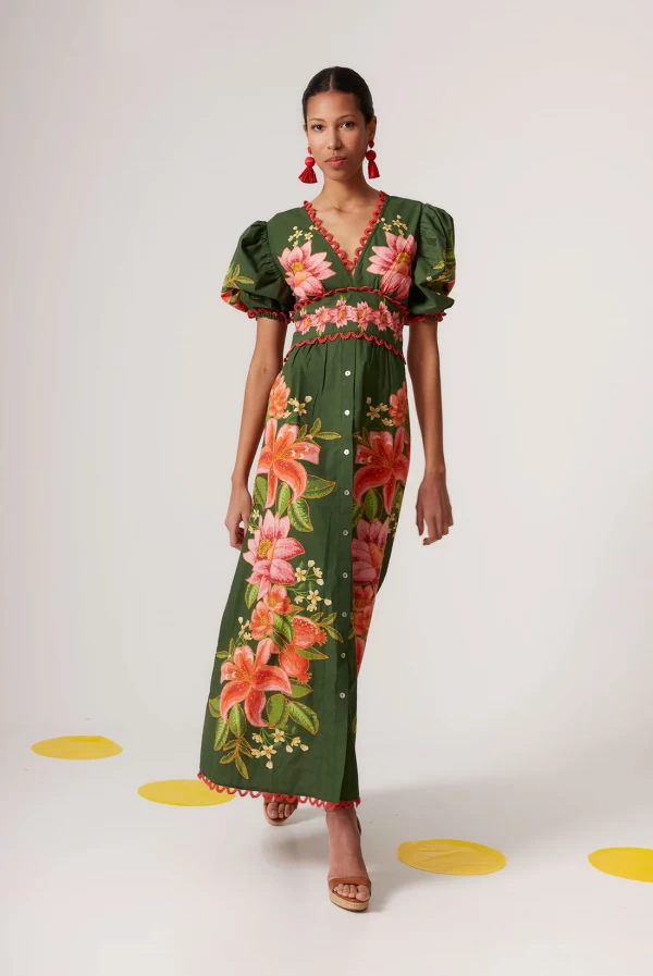 Vestido NARELLA verde estampado