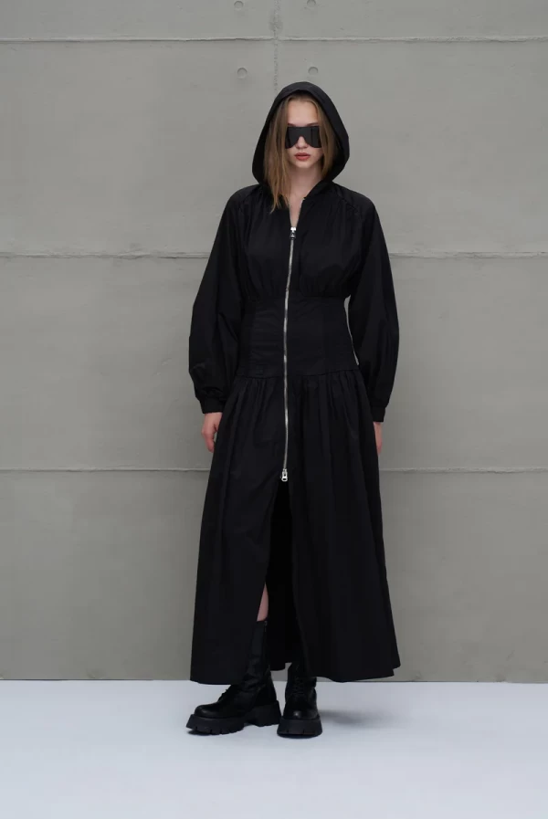 Vestido Negro Largo con Cremallera y Cordón – VDR Via de la Rose