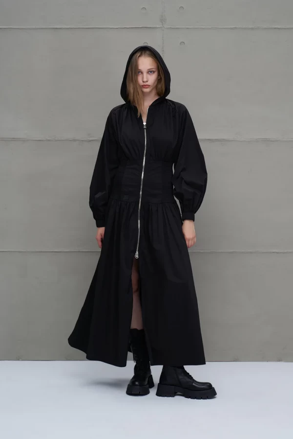 Vestido Negro Largo con Cremallera y Cordón – VDR Via de la Rose
