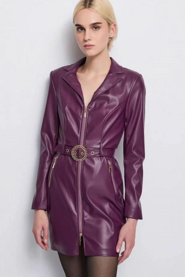 vestido piel sintetica negro denny rose