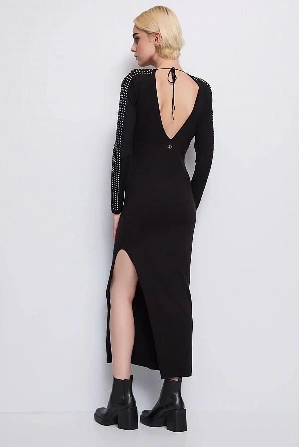 vestido punto negro tachuelas denny rose vestido punto negro tachuelas denny rose