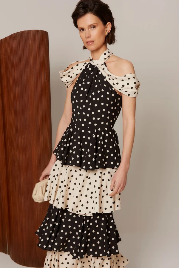 Vestido VANINA Negro Midi de Lunares – Coosy