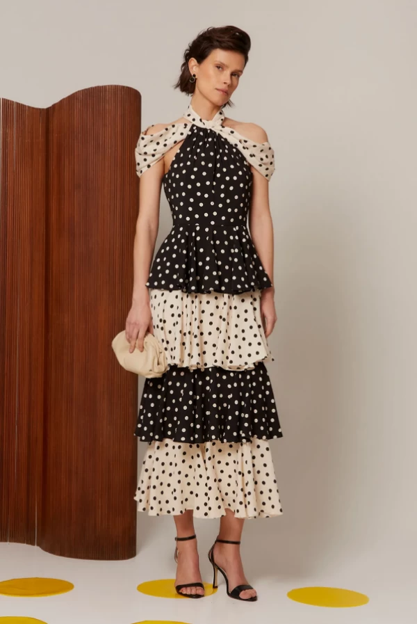 Vestido VANINA Negro Midi de Lunares – Coosy Vestido VANINA Negro Midi de Lunares – Coosy