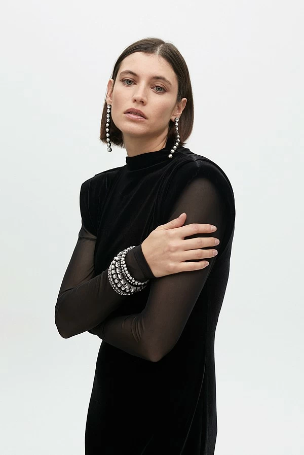 Vestido Velvet  Midi  Mangas de Tul lola casademunt