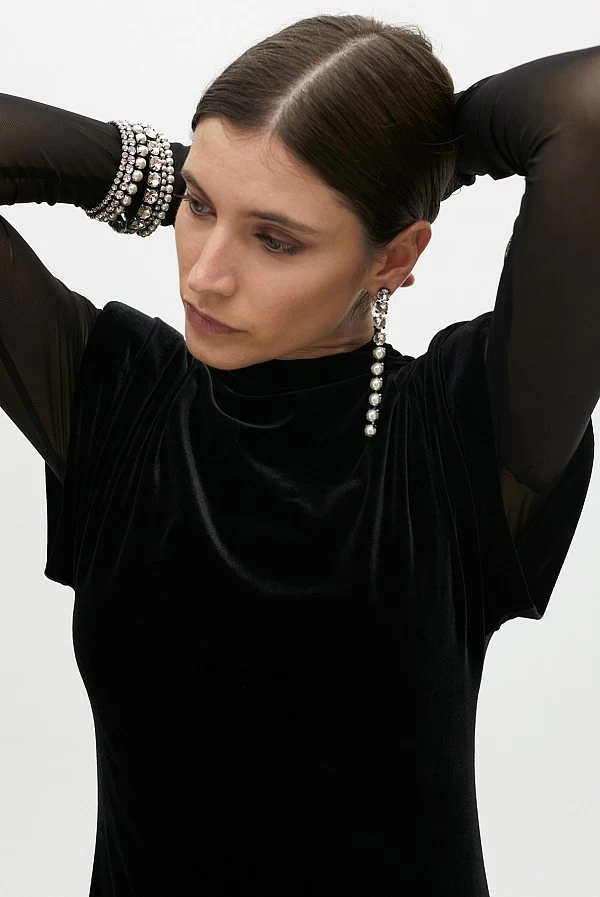 Vestido Velvet  Midi  Mangas de Tul lola casademunt