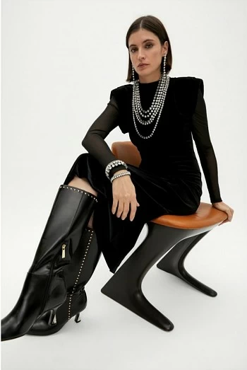 Vestido Velvet Midi Mangas de Tul lola casademunt Vestido Velvet Midi Mangas de Tul lola casademunt