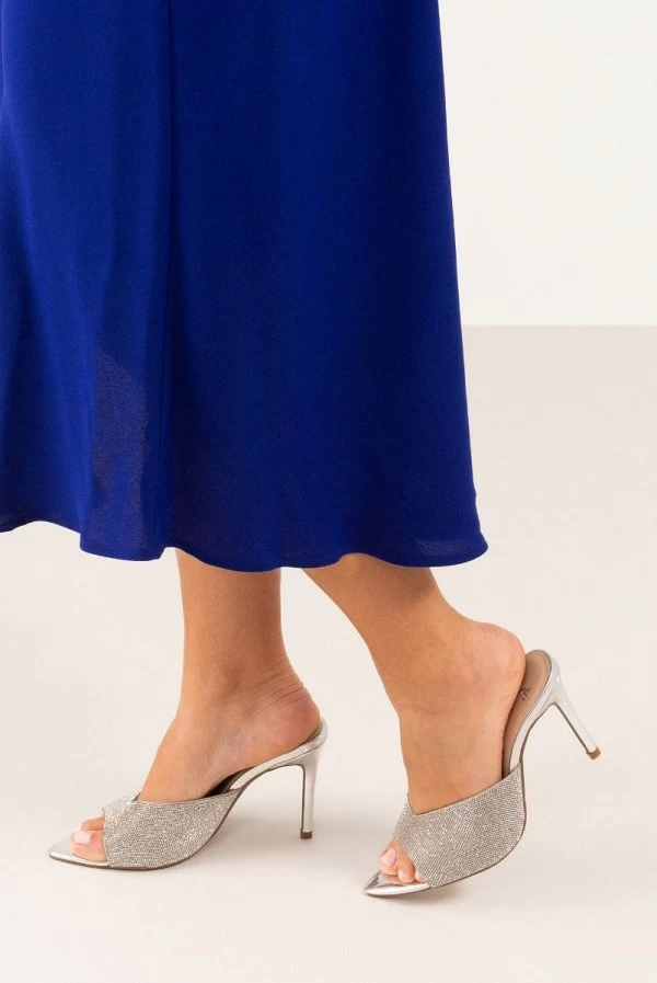 Zueco de Tacón Kristi-370 Plata Strass Exé Shoes